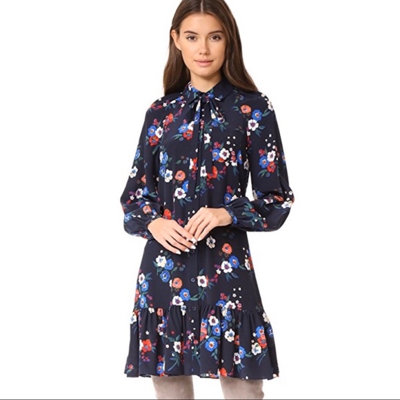 Tory Burch Dresses & Skirts - Tory Burch Floral Gabrielle Tie Neck Silk Dress